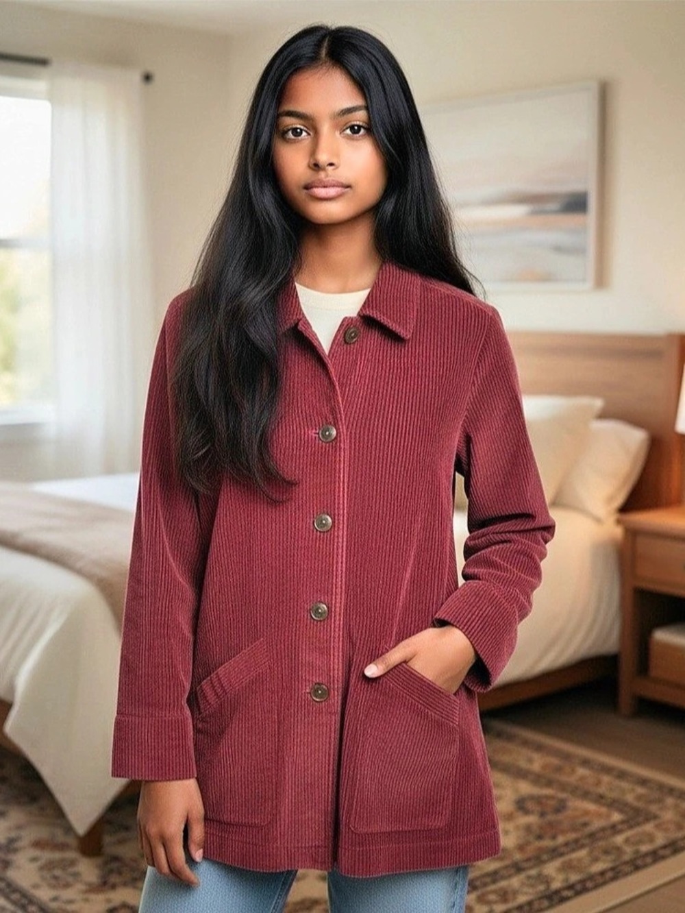J Jill Corduroy Utility Jacket in Red Size XL Tall
